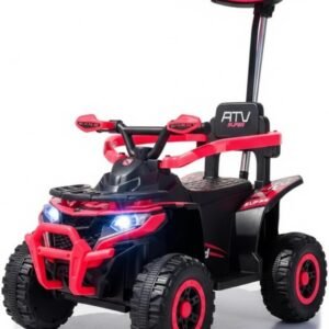 Quadriciclo Elétrico Infantil com Haste Direcionável Som e Luz (Vermelho)