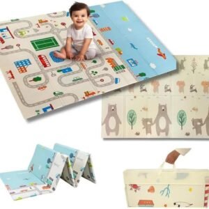 Tapete Tatame Infantil Emborrachado Dobrável Dupla Face Bebê Atividades 2,00m X 1,50m Impermeável