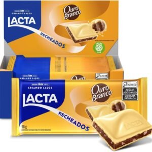 Chocolate Lacta Recheado Ouro Branco Caixa Com 17 Unidades De 98g