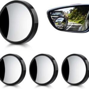 Pacote com 4 espelhos de ponto cego para carro – Espelho convexo ajustável de 360° redondo de 5 cm, espelho lateral grande angular de vidro HD para carros, SUV, caminhões – fácil instalação, segurança