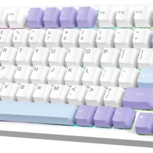 ATTACK SHARK x AJAZZ AK820PRO Teclado mecânico para jogos RGB 75% com tela TFT e botão,ANSI,2.4G/BT5.1/USB-C com fio,5 espumas de absorção de som,interruptor linear hot-swap para PC MAC(Roxo/Azul)