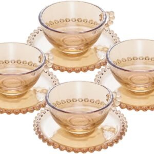 WOLFF – Conjunto de Xícaras e Pires de Cristal Pearl 180ml 4 Peças Âmbar – Mesa Posta – Itens Para Casa – Utensílios de Cozinha – Enxoval – Casamento – Decoração WOLFF – Conjunto de Xícaras e Pires de Cristal Pearl 180ml 4 Peças Âmbar – Mesa Posta – Itens Para Casa – Utensílios de Cozinha – Enxoval – Casamento – Decoração