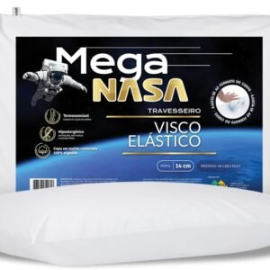 Nap Travesseiro Nasa Alto Mega Viscoelástico Altura 14cm Visco D40 Premium Capa 100% algodão para fronhas 50x70cm – Branco