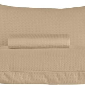 Colcha 100% Algodão Piquet Gênova Teka Luxo Jogo 3 Peças (BEGE, KING COM PORTA TRAVESSEIRO)