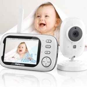Babá Eletrônica OLANENEM, Tela 3.5″ 720P, Visão Noturna, Áudio Bidirecional, Monitoramento Temperatura, 8 Canções de Ninar para Recém-Nascidos