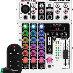 Mesa de Som Taramps T0302 Player, Bluetooth, Equalizador 4 Bandas, MP3, USB, FM, 12V, 3 Entradas, 2 Saídas, LED RGB