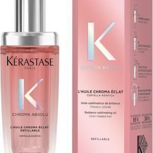 Kérastase Óleo Chroma Absolu Huile de Parfum Refilável, para cabelos coloridos, com proteção UV e protetor térmico até 230ºC, brilho, hidratação, proteção de cor, 75ml