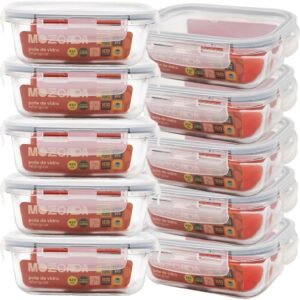 Mozcada – Kit 10 Potes de Vidro Marmita 420ml Hermético com Trava Retangular