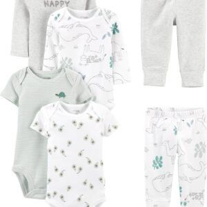 Simple Joys by Carter’s Conjunto de 6 peças para bebês meninos (manga curta e comprida) e calça