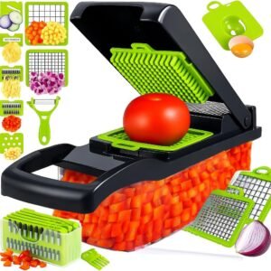 Cortador Fatiador Ralador de Legumes Multifuncional 15 em 1 – Fatiador de Bandolim Máquina Profissional de Cortar Alimentos Cebolas Vegetais Frutas Legumes Premium Hytalux