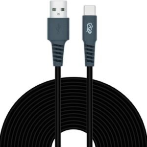 Cabo USB-C I2GO 3m 2,4A PVC Flexível Preto Com Cinza – I2GO Plus