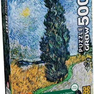 Quebra-Cabeça 500 Peças MINI – ESTRADA COM CIPRESTE E ESTRELA – VAN GOGH – Grow