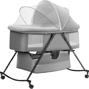 PIPDIP Berço Portátil Para Bebês, Co-bed, Infantil, Até 5 Meses de Idade, De 0 a15kg, Ergonômico, Trava nas Rodinhas, Cinza.