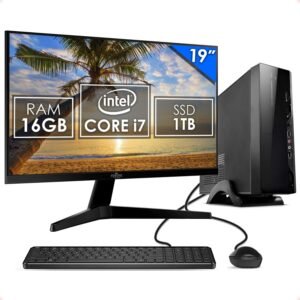 Computador Slim Completo Intel Core i7 16GB SSD 1TB Monitor 19″ 4 Núcleos Super Turbo Pc Hdmi Teclado e Mouse Strong Tech