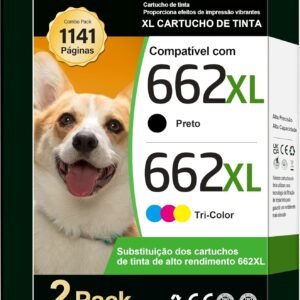 TECKKIN Cartucho de Tinta Compatível para HP 662 662XL Compatível para HP Deskjet 1015 1515 2515 2516 2545 2546 2645 3515 4645 impressora (1 Preto, 1 Colorido)