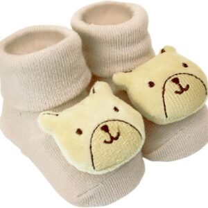 Pantufa com Chocalho Urso Bege, Clingo, Bege