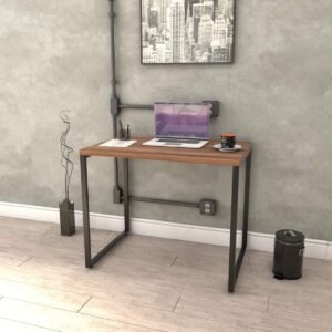 Mesa para Escritório Office Estilo Industrial 0,90m Kuadra Nogal/Est.Preta, Compace