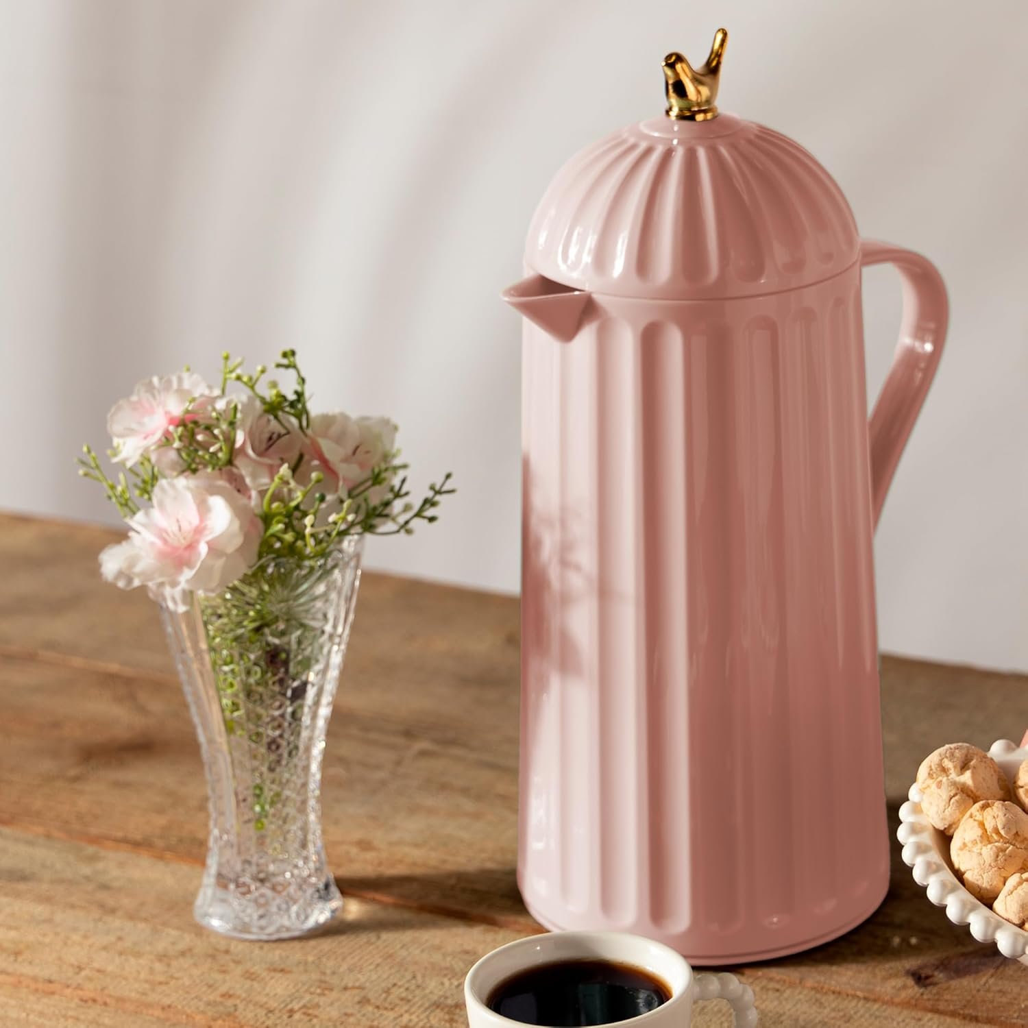 WOLFF Garrafa Térmica de Plástico Bird Nude 1L - Enxoval - Organização - Decoração - Cozinha - Mesa Posta - Utilidades Domésticas - Perfeita Para Café e Chá - Imagem 7