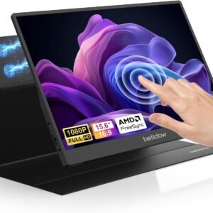 Bettdow Monitor Portatil Touchscreen 15,6”, FHD 1080P Monitor Portátil Conectado Com USB C Dupla/HDMI, IPS Extensor De Tela para Notebook com VESA e Funda Inteligente magnético, Plug and Play