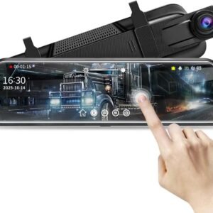 Espelho Câmera 10″ Touch IPS HD Duplo Canal (1920p+1080p) – 170° Ângulo Ultra Amplo e Função Espelho, Gravador de Mídia com Sensor de Impacto (G-Sensor), Gravação em Loop, Câmera de Ré e Cartão 64GB