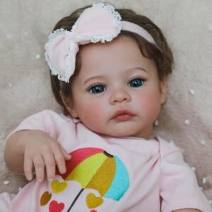 Bebê Reborn Silicone Boneca Menina Realista Olhos Azuis 48cm Pode Dar Banho (Menina Olhos Azuis)