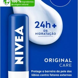 NIVEA Hidratante Labial Original Care 4,8g, Hidratação Intensa 24h, Protege contra Ressecamento, Cuidado Diário, Manteiga de Karité