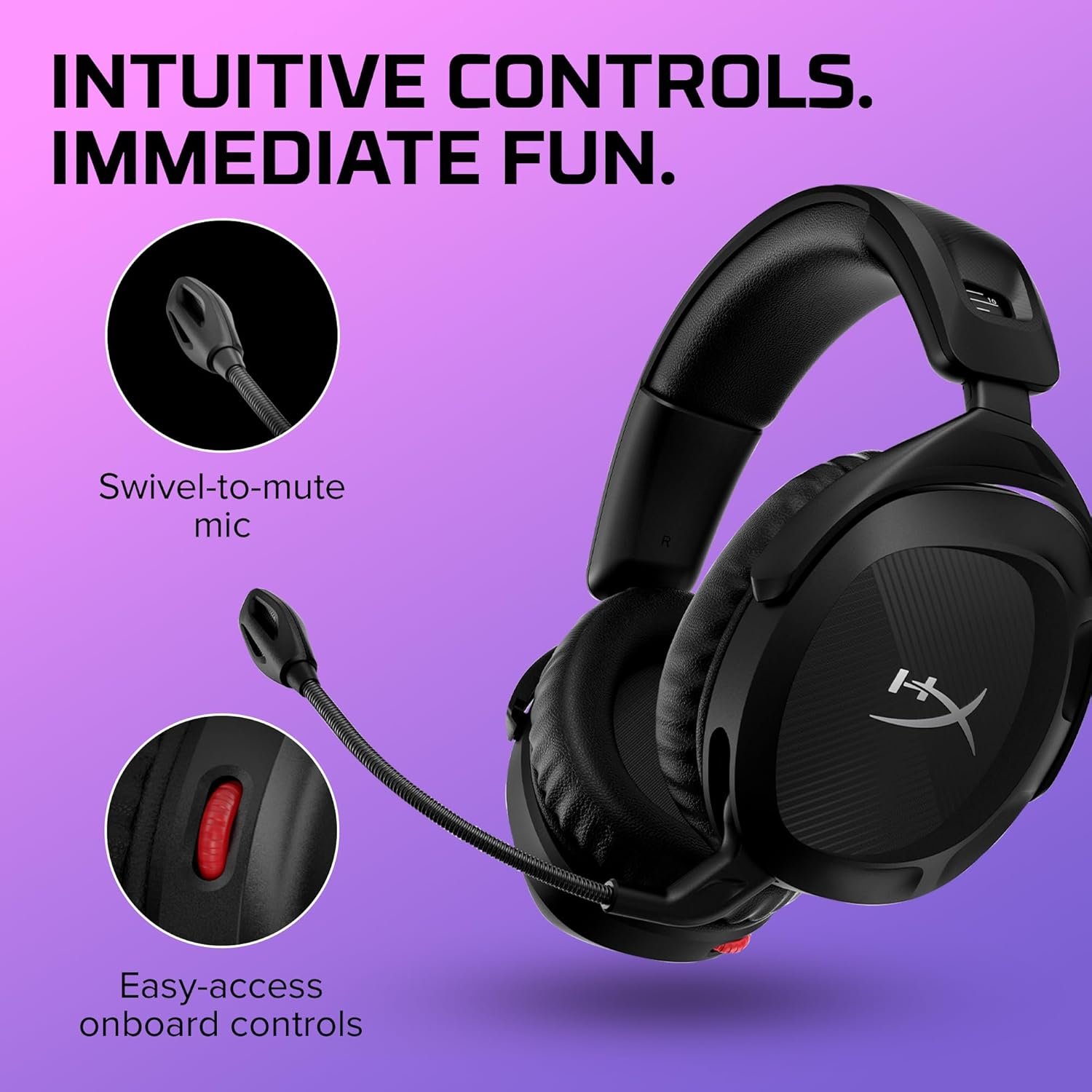 Headset Wireless HyperX Cloud Stinger 2 – Áudio Espacial DTS, Conexão 2,4 GHz, Bateria 20H, Conforto HyperX, Microfone Dobrável, Para Jogos e Streaming, Preto (676A2AA) - Imagem 4