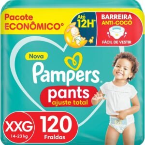 Fralda Pampers Pants Ajuste Total Tamanho XXG, Fácil de Vestir, 120 Unidades