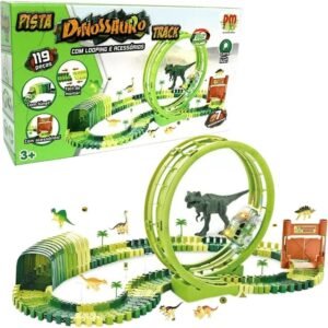 Pista Dinossauro Track com Looping e Acessórios 119 Peças + Carrinho, DM Toys, DMT6132
