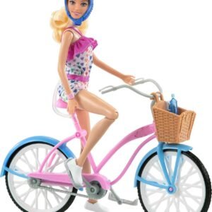 Barbie Conjunto de Brinquedo Bicicleta com Boneca para crianças a partir de 3 anos