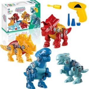 BRINQUEDO BLOCOS DE MONTAR INFANTIL KIT 4 DINOSSAUROS 112 PC