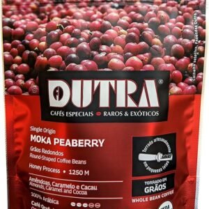 Café Dutra, Orgânico Especial, Moka Peaberry, Notas Amêndoas e Caramelo, Torrado em Grãos, 250G