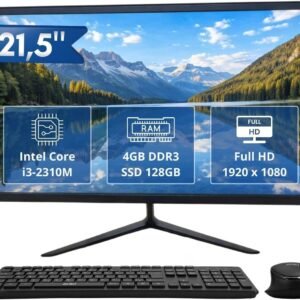 Computador All-in-One 21,5″ Intel i3 2310M 4GB RAM SSD 128GB Completo com Teclado e Mouse Sem Fio, Full HD, Wi-Fi, Bluetooth, HDMI, para Home Office, Estudo e Escritório