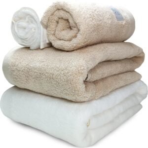 Jogo de Banho Gigante Banhão Buddemeyer Dual Air 100% Algodão 4 peças Toalha Alta Absorção Macia Grossa (Branco Bege 1011/1769)