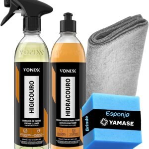 Kit higicouro hidracouro 500 ml vonixx – produto para limpeza de couro em geral banco bolsa sapato jaqueta
