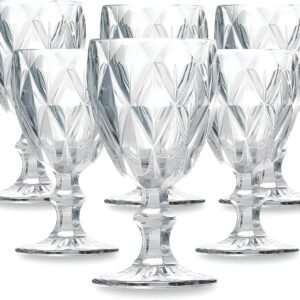 Jogo de 6 Taças de Vidro Diamond Transparente 315ml Design Elegante e Resistente Ideal para Suco Água Refrigerante Drinks e Café Transparente para Cozinha Bar e Restaurante