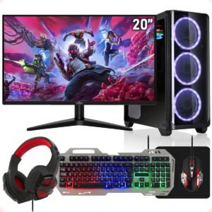 Computador Gamer Pc Completo Intel Core i5 8GB SSD 512GB Kit Gamer RGB Com Headset Monitor 20″ Strong Tech