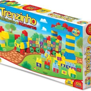 GGB Plast Brinquedo Educativo Trenzinho Alfabeto e Números 128 Peças