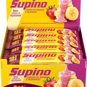 Banana Brasil – Barra De Frutas Supino Zero Banana e Morango Com Cobertura De Morango – (com 20 unidades de 24g)