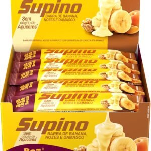 Banana Brasil – Barra De Frutas Supino Zero Banana Nozes e Damasco Com Cobertura Chocolate Branco – (com 20 unidades de 24g)