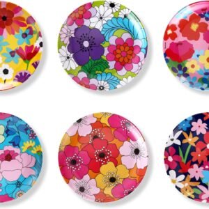 French Bull Pratos sortidos – conjunto de 6 peças – louça de melamina, servir, festa, travessa, prato, jardim de 15 cm floral sortido