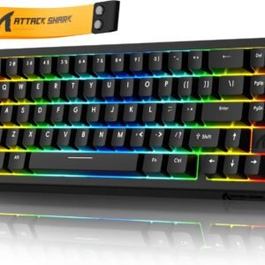 MAMBASNAKE Teclado Para Jogos Com Fio Attack Shark X68 He 8000Hz, Precisão Rt De 0,01 Mm, Com Interruptor Magnético, Atuação Ajustável, Gatilho Rápido, Toque Rápido, Iluminação Rgb Para Pc/Mac, Preto