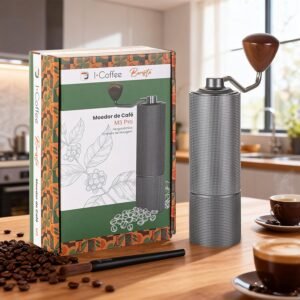 iCoffee Moedor de Café Manual, Moedor de Café Inox com Manivela, Moedor de Café Capacidade Inoxidável Cinza de 20 g