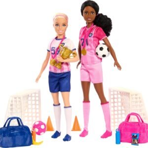 Barbie Conjunto de Brinquedo Futebol com Bonecas para crianças a partir de 3 anos
