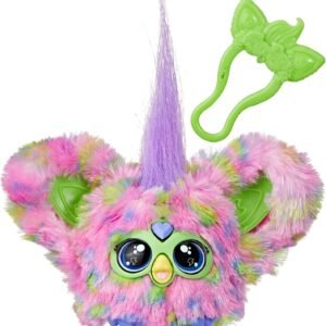 Furby Furblets Too-Koo Mini brinquedo de pelúcia eletrônico com sons para crianças, colecionável interativo, macio ao toque, marrom