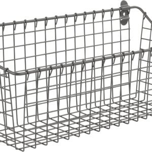 Spectrum Diversified Cesto de armazenamento de arame de aço resistente, vintage, cinza industrial