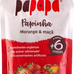 Papapá, Papinha Orgânica de Frutas, Sabor Morango e Maçã, 100g, Sem Açúcar Adicionado, Ingredientes Naturais