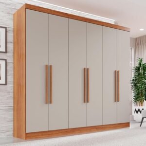 Guarda-roupa Casal 6 Portas 2 Gavetas França Cinamomo/Off-White