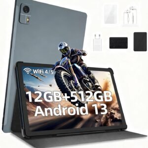 P7s Tablet Android 13, 10,4 Polegadas, 12GB RAM, 512GB ROM, Processador Snapdragon 888, Tela IPS HD 2K, Bateria 10000mAh, Wi-Fi 5, Câmera Dupla, com Teclado e Capa, Preto