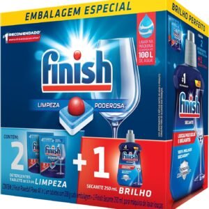 Kit Finish 2 Detergente Power Ball 13 Tabs + Secante Lava Louça 250mL